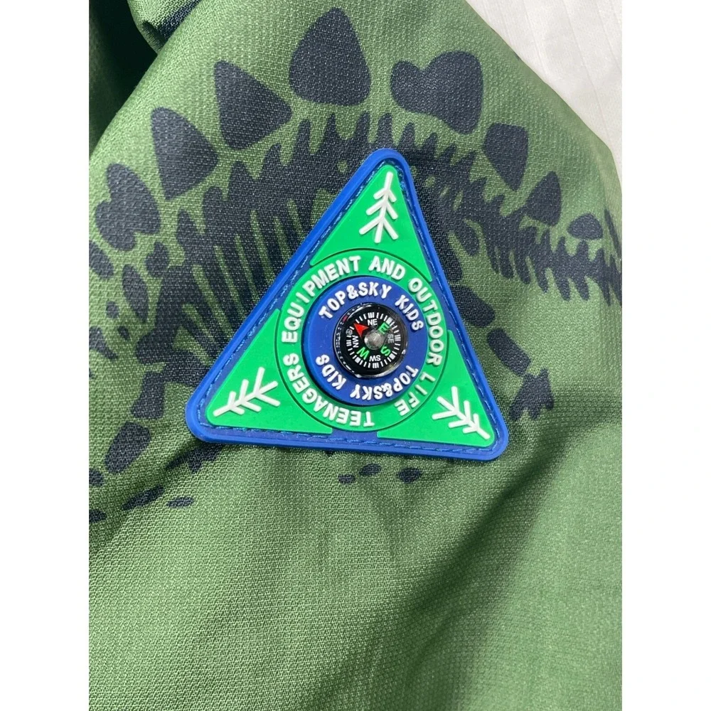 Top &‎ Sky Kids Dinosaur Rain Jacket Hooded Lightweight Green Size 140